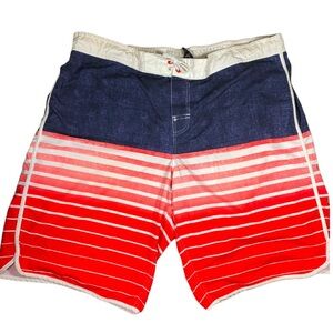 OP Shorts Men’s XL Hybrid Board Trunks Beach Red White Blue Flex Swim Surf Wake